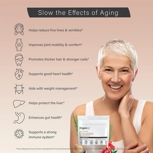 Vista 6 de Organixx - Polvo de péptidos de colágeno con vitamina C, tipos I, II, III, V, X de colágeno hidrolizado, para la salud del cabello, uñas, piel