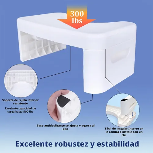 Vista 3 de Taburete de inodoro plegable, taburete de inodoro plegable de 6.7 pulgadas, taburete de baño plegable para todas las edades, taburete de pie de Negro