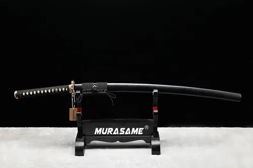 Vista 3 de MURASAME 41" Katana Espada Arcilla Templado Damasco Doblado Acero Real Hamon Latón Tsuba Muy Afilado