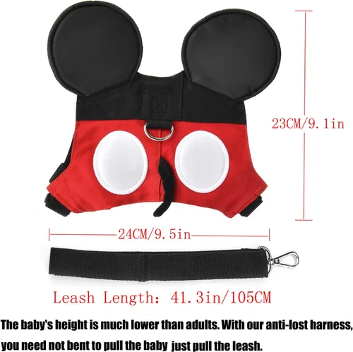 Vista 6 de Cinturón antipérdidas para niño pequeño con minicorrea de seguridad para niños y niñas, Rojo