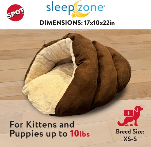Vista 4 de SPOT Sleep Zone Cuddle Cave - Cama para mascotas Interior suave y afelpado para gatos y razas de perros pequeños Exterior de gamuza sintética