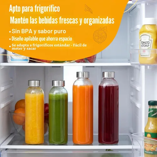 Vista 4 de Luxfuel Botellas de vidrio transparente con tapas, botellas de agua