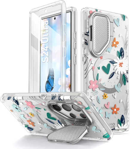 Vista 10 de i-Blason Cosmo - Funda para Samsung Galaxy S24 Ultra con soporte para cámara, [compatible con MagSafe] Elegante funda completa 360 con protector
