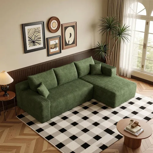 Vista 41 de Sofá modular moderno de 96 pulgadas para sala de estar, sofá modular tapizado sin hueso con bolsillos, cómodo sofá nube con diván en forma de L Negro