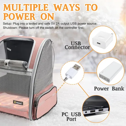 Vista 7 de Texsens Almohadilla térmica para mascotas alimentada por USB para gatos y 13.4 x 9.5 pulgadas, almohadilla térmica para mascotas con 3 niveles