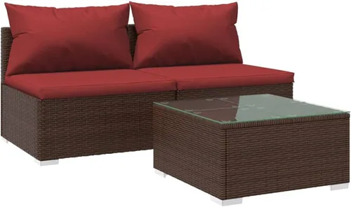 Vista 10 de 3-Piece Modular PE Rattan Sofa Set, Black 3-Seater Patio Couch