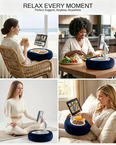 Vista 3 de Miledi Soporte de almohada para tableta, compatible con Kindle de 5 a 12.9 pulgadas, iPad, teléfono/tableta, soporte giratorio de 360° para cama