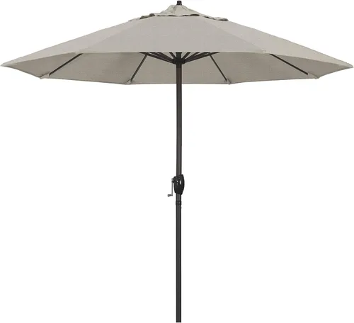 Vista 7 de California Umbrella Sombrilla redonda de aluminio de 9 pies para terraza, piscina o patio, manivela elevadora, inclinación automática, poste