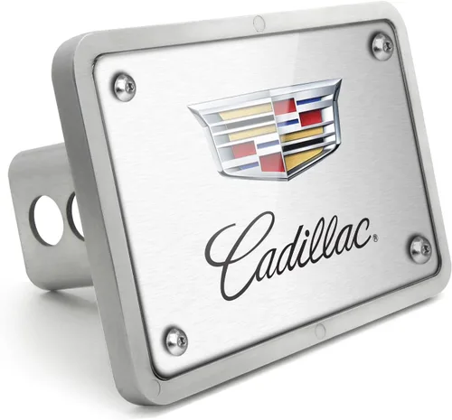 Vista 7 de iPick Image Hecho para Cadillac Crest Logo UV Graphic Negro Billet Aluminio 2 pulgadas remolque enganche cubierta
