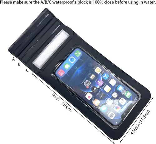 Vista 3 de DRLOKPAK Funda impermeable para teléfono, brazalete para surf, bolsa seca flotante impermeable para iPhone 15 14 13 12 Pro Max XS Plus Se Galaxy S23