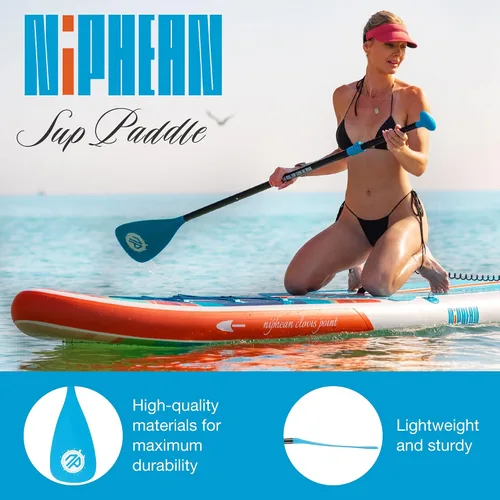 Vista 2 de niphean Remo de kayak de 4 piezas, paletas de tabla de remo ajustables, pala ligera de SUP, accesorios de tabla de remo desmontable con eje