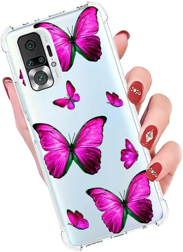 Vista 6 de Funda para Redmi Note 10 (4G)/Redmi Note 10S M2101K7BG Linda Caso, Transparente Flexible Bumper TPU Funda de Silicona Suave de Goma para Xiaomi