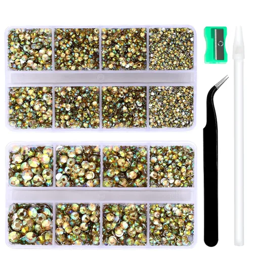Vista 10 de 10400 diamantes de imitación beige, cristales de resina de gelatina para uñas, cristales de bricolaje con parte trasera plana no termoadhesivos