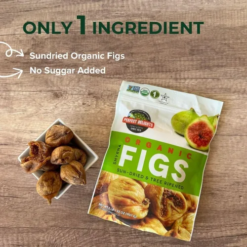 Vista 5 de Perfect Delights Higos turcos orgánicos, veganos, higos deshuesados secados al sol, aperitivo de fruta saludable para niños y adultos, paquete