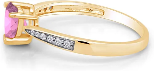Vista 2 de Anillo de promesa solitario en forma de corazón para mujer, centro de 7MM con piedra natal simulada con CZ blanco, anillo apilable de gemas en plata