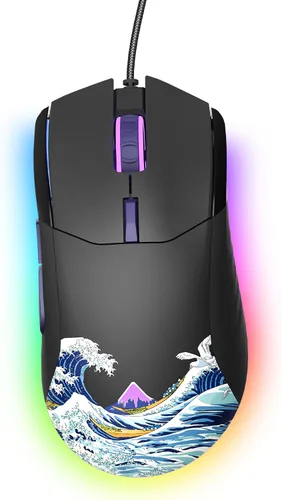 Vista 7 de Womier Ratón para juegos con cable, mouse de computadora RGB de 12800 DPI topográfico con 7 botones programables y 7 modos retroiluminados, software