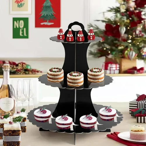 Vista 8 de Soleebee Soporte para Cupcakes de 3 Niveles, Torre de Cupcakes de Cartón, Torre de Soporte para Pasteles de Postre para Decoración de Cumpleaños