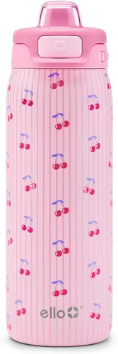 Vista 13 de Ello Pop & Fill Botella de agua de acero inoxidable para niños de 12 onzas con tapa de llenado rápido Botella libre de BPA con aislamiento al