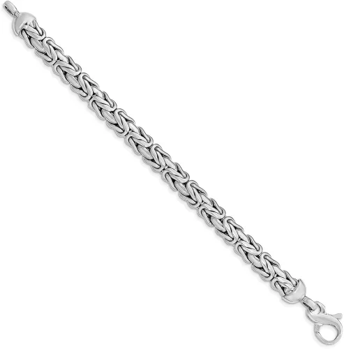 Vista 2 de Pulsera de eslabones de plata de ley 925 maciza con cierre de langosta seguro de 7.5in.