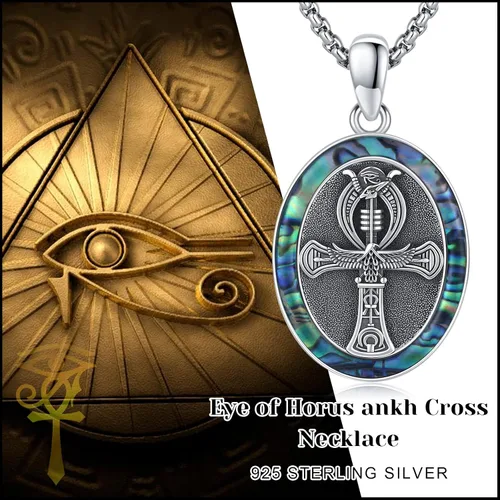 Vista 6 de Collar de plata de ley 925 con colgante de cruz de Ankh, símbolo egipcio antiguo, regalo para hombres y mujeres Collar Ankh A