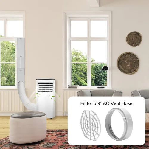 Vista 5 de HOXHA Kit de ventilación de ventana, kit de ventilación de ventana de secadora, kit de ventana de CA, compatible con conductos de secadora de 4