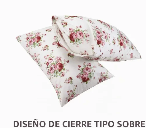 Vista 2 de Paquete de 2 fundas de almohada de algodón con diseño de flores para cabello y piel, 600 hilos, fundas de almohada Queen con cierre de sobre
