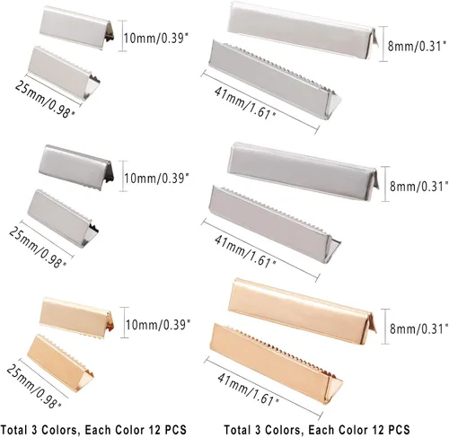 Vista 2 de PH PandaHall 72 piezas de 3 colores con hebilla de cinturón, puntas de cinta engarzadas para cinturón de cincha, reparación de clips de cinturón