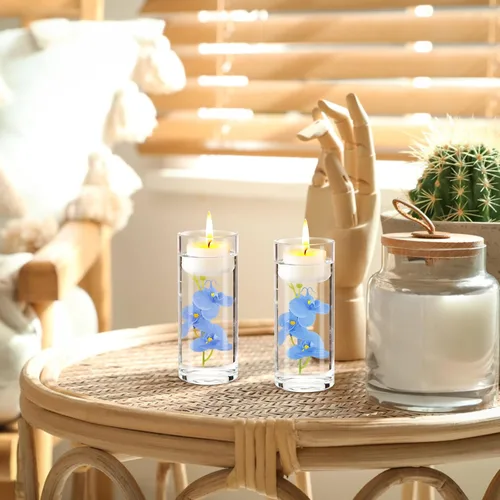 Vista 4 de LARDUX Flores artificiales para velas flotantes, centro de mesa de boda, mini orquídea, relleno de floreros para boda, mesa de comedor, fiesta