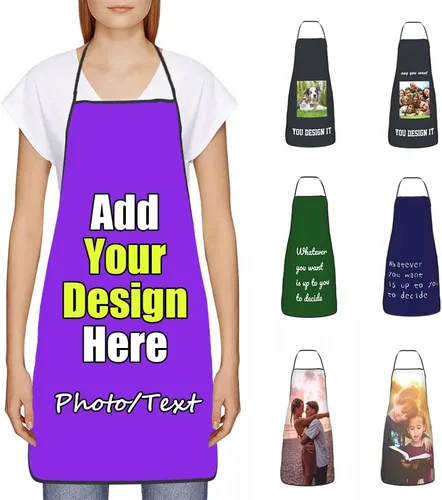 Vista 32 de Delantal Personalizado, Diseña Tu Propio Delantal de Cocina para Cocinar, Sube Tus Fotos Favoritas Logo, Añade Cualquier Nombre o Texto