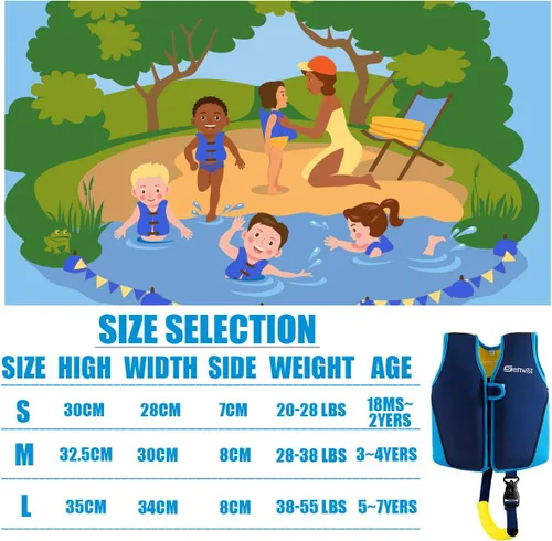 Vista 5 de Chaleco de natación para niñas bebés de 18 meses a 2 años, para bebés de 20 a 28 libras