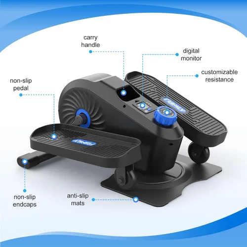 Vista 8 de FUNMILY Under Desk Elliptical, Under Desk Bike Pedal Exerciser, Fully Assembled Leg Exerciser 2 in 1 Seated Standing Elliptical, Ultra-Quiet Mini