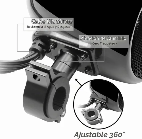 Vista 6 de GoHawk - Altavoces Bluetooth para motocicleta, sistema de audio de radio impermeable Built-in Amplifier, 4.5" Full-range Speakers, USB AUX, Great