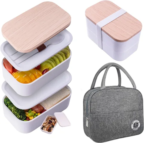 Vista 9 de Bento Box - Lonchera para adultos a prueba de fugas, 54 onzas, color negro