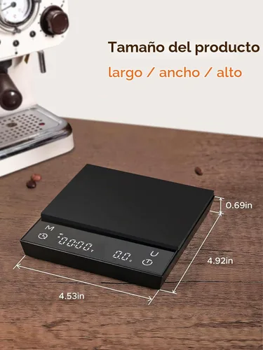 Vista 2 de Báscula de café con pantalla táctil, doble pantalla, temporizador