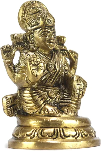 Vista 2 de ASHIRWAD Escultura de estatua de ídolo de latón para Diwali Pooja, templo, decoración del hogar, Vastu Laxmi Devi Maa AE000006-18 (Laxmi-18)