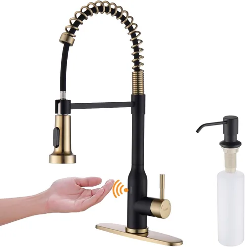 Vista 10 de Keer - Grifo de cocina táctil, grifo inteligente para fregadero de cocina con rociador extraíble, grifo de fregadero de barra de cocina activado
