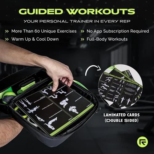Vista 8 de Rage Fitness Ex Kit 9 en 1 gimnasio en una bolsa – Bandas elásticas, para glúteos y resistencia con asas, anclaje de puerta, viajes, oficina
