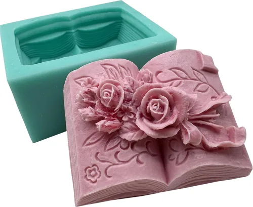 Vista 17 de Molde de jabón de silicona de dos libros, moldes de cera de vela hechos a mano, molde de silicona para pastel de mousse de chocolate, gelatina