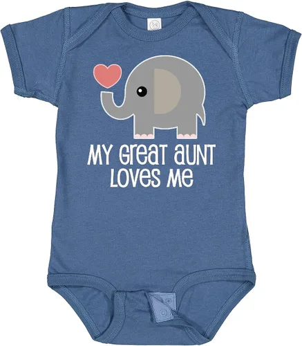 Vista 25 de inktastic Body para bebé Great Aunt Loves Me Elefante 0040 Negro