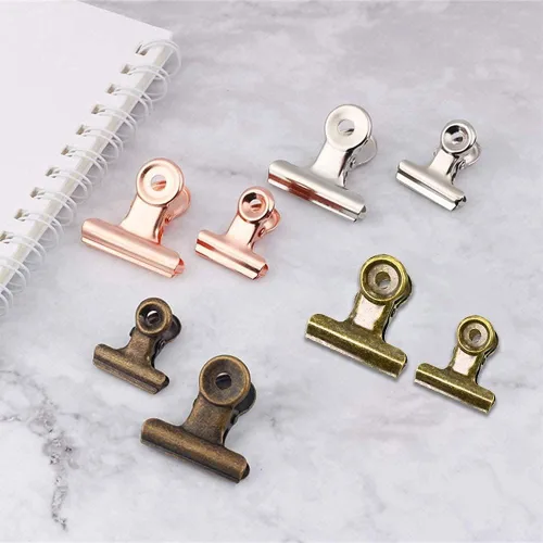 Vista 5 de Pinzas Bulldog con agujero para pasador, clips de archivo de papel con resorte fuerte, clips de metal pequeños, abrazaderas de sellado para bolsas