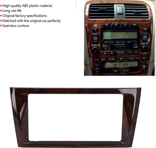 Vista 2 de Fydun Tablero de instalación doble DIN, ABS de caoba 2 DIN estéreo de audio Fascia Panel de fascia para coche para Avalon 2000-2004