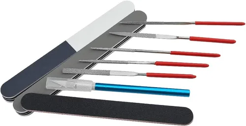 Vista 7 de Juego de 27 herramientas básicas de modelador para Gundam Kit de herramientas con caja de plástico para ensamblar modelo, automóvil, hobby