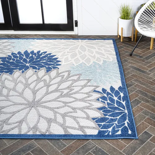 Vista 5 de Eyely CMA109A-3 Amalfi Coast Minori - Alfombra floral para interiores y exteriores, floral; contemporánea, dormitorio, cocina, patio trasero, patio