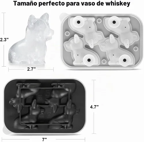 Vista 4 de ACOOKEE Bandeja de hielo 3D Corgi para perros con formas divertidas, regalos novedosos para mamá y papá de Corgi para amantes de los perros, lindo