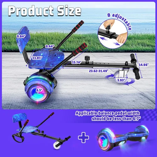 Vista 3 de Conjunto de accesorios para asiento de scooter con luces LED Corlorful, Bluetooth con longitud de marco ajustable para niños y niñas