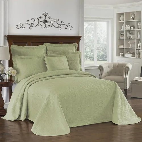 Vista 18 de Colcha Historic Charleston King Charles de estilo granja moderna con diseño floral matelasse, 100% algodón transpirable, tamaño King/California