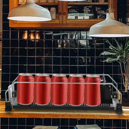 Vista 7 de Hemobllo Organizador de bebidas para nevera, organizador de latas de botellas de refrigerador, organizador de bebidas, empujador