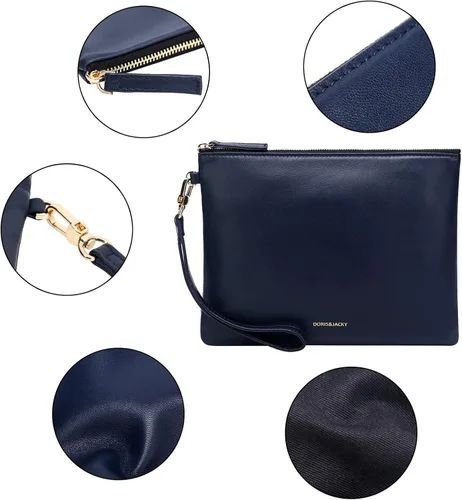 Vista 3 de DORIS&JACKY Bolso de mano de piel de cordero para mujer, grande, suave, con correa