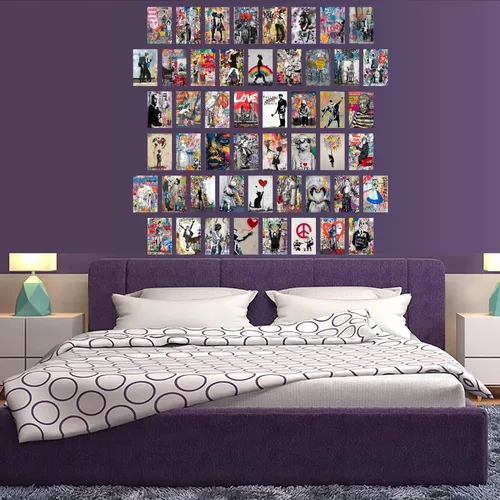 Vista 6 de Libemz, Bansky - Kit de collage estético de pared de 50 piezas, 4 x 6 pulgadas, graffiti indie, hippie, Trippy colorido, kit de collage de pared