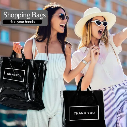 Vista 5 de Teling 200 piezas de bolsas de plástico "Thank You" al por mayor, bolsas de mercancía para bodas y negocios, 9 x 12 pulg, 12 x 15 pulg, 15 x 18 pulg